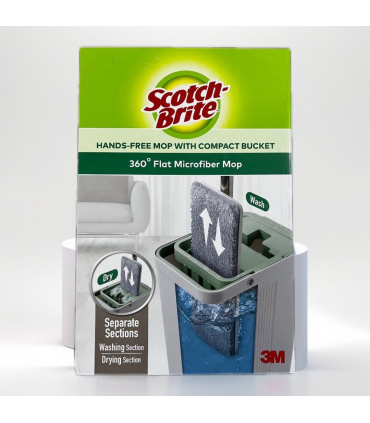 3M Scotch Brite Compact Hands Free Flat Mop with Bucket