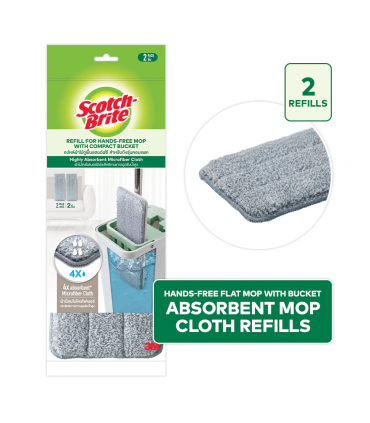 3M Scotch Brite Compact Hands Free Flat Mop Refill - 2 Pack