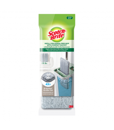 3M Scotch Brite Compact Hands Free Flat Mop Refill - 2 Pack