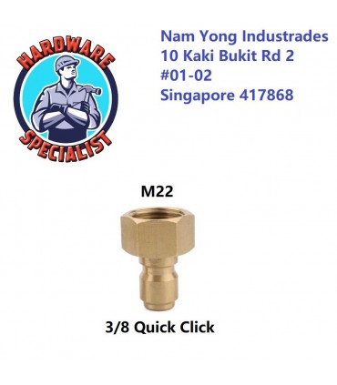 Hardware Specialist 3/8" Male to M22 Female Quick Connect Pressure Washer Connector