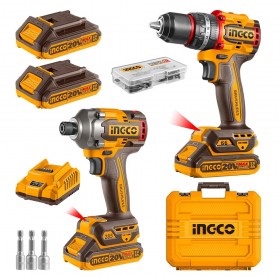 Ingco CKLI20277 20V Impact Driver 285Nm and Impact Drill 66Nm Cordless Combo Kit