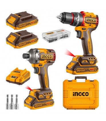 Ingco CKLI20277 20V Impact Driver 285Nm and Impact Drill 66Nm Cordless Combo Kit