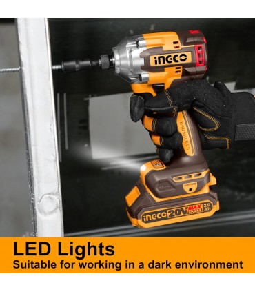Ingco CKLI20277 20V Impact Driver 285Nm and Impact Drill 66Nm Cordless Combo Kit