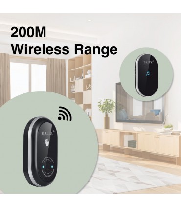 Britz K639AC Wireless Contactless Door Bell - Black
