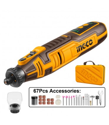 Ingco CMGLI0801 8V Cordless Grinder with 67 Accessories