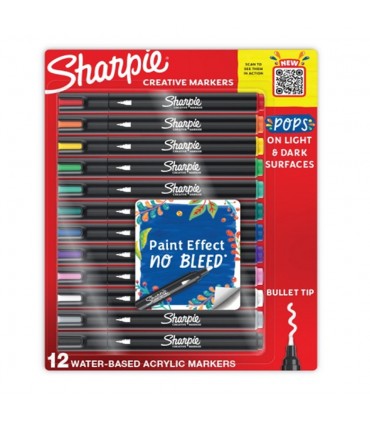 Sharpie Water-Based Creative Markers Bullet Tip 12 Pieces - Assorted Bullet