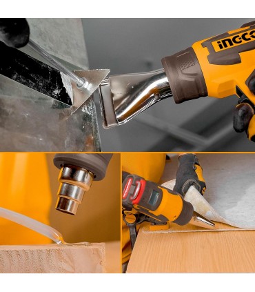 Ingco HGLI20035 20V Lithium-Ion 300℃/30-550°C Adjustable Temperature Cordless Heat Gun