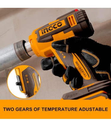 Ingco HGLI20035 20V Lithium-Ion 300℃/30-550°C Adjustable Temperature Cordless Heat Gun