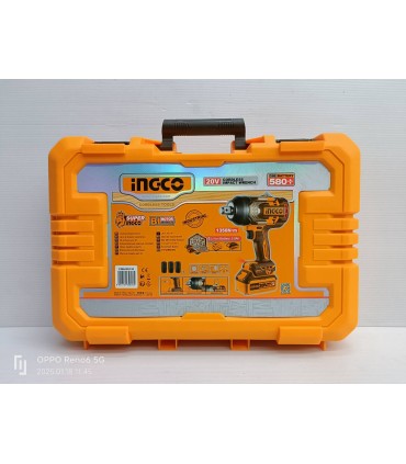 Ingco CIWLI20135 20V Lithium-Ion 5.0 Ah Brushless 3/4" Drive Cordless Impact Wrench Kit