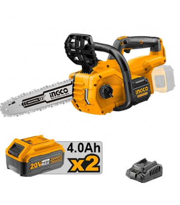 Ingco CGSLI201286 2 x 20V Lithium-Ion 4.0 Ah 12" Bar Cordless Chain Saw Kit
