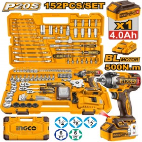 Ingco HKTHP31521 20V 152 Pieces Cordless Impact Wrench Tools Set