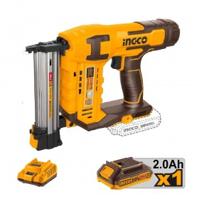 Ingco CSTLI3808 20V Lithium-Ion 2.0 Ah Cordless Brad Nailer Kit