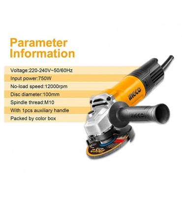 Ingco AG750282 750W 4" Corded Angle Grinder