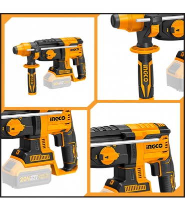 Ingco CRHLI202289 2 x 20V Lithium-Ion 4.0 Ah 2.5 J Cordless Rotary Hammer Drill Kit