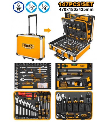 Ingco HKTHP21471 147 Pieces Aluminium Portable Hand Tools Set