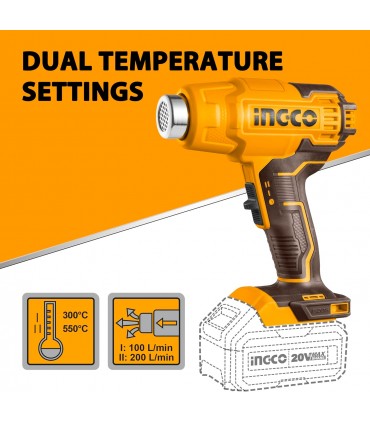 Ingco HGLI20025 20V Lithium-Ion Cordless Heat Gun