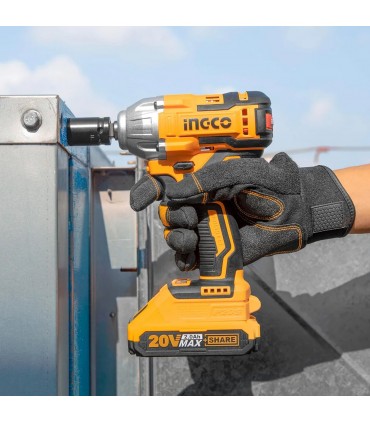 Ingco CKLI20271 2 x 20V Lithium-Ion 2.0 Ah Cordless Drill and Impact Wrench Combo Kit