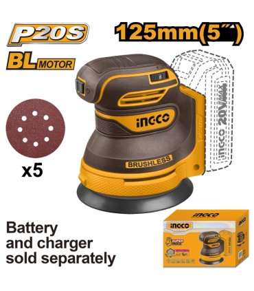 Ingco CROSLI2002 20V Lithium-Ion Cordless Random Orbit Sander - Bare Unit