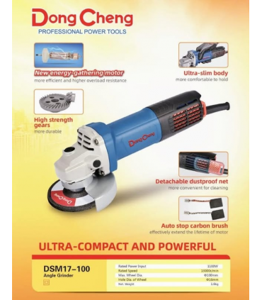 Dong Cheng DSM17-100P 1100W M10 Corded Angle Grinder