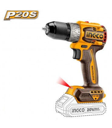 Ingco CDLI206021 20V Compact Brushless Cordless Drill - Bare Unit