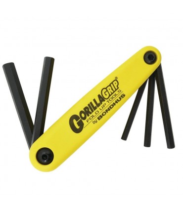 Bondhus HF5 GorillaGrip Fold Ups ProGuard Folding 3/16 to 3/8" in Hex Key Set - Yellow/Black
