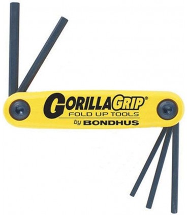 Bondhus HF5 GorillaGrip Fold Ups ProGuard Folding 3/16 to 3/8" in Hex Key Set - Yellow/Black