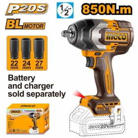 Ingco CIWLI20851 20V 850Nm Cordless Impact Wrench