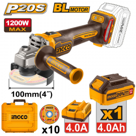 Ingco CAGLI2210031 20V 1200W Cordless Angle Grinder