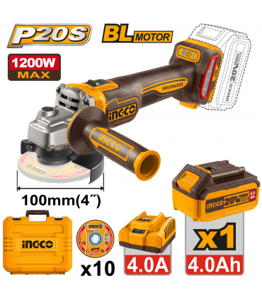 Ingco CAGLI2210031 20V 1200W Cordless Angle Grinder