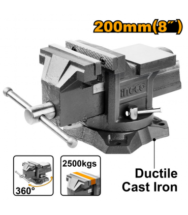 Ingco HBV088 8" 2500KGS Bench Vice With Swivel Base And Anvil