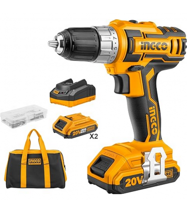 Ingco CDLI2002 20V 45Nm Lithium-Ion Cordless Drill Set