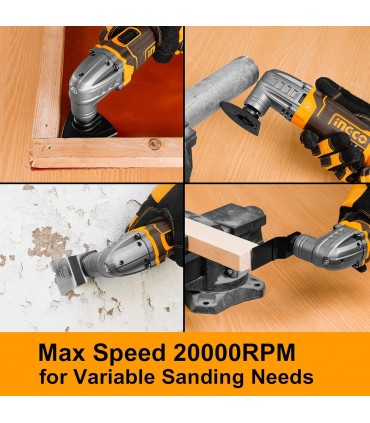 Ingco CMLI20228 20V Lithium-Ion 2.0 Ah Variable Speed Cordless Multi Tool