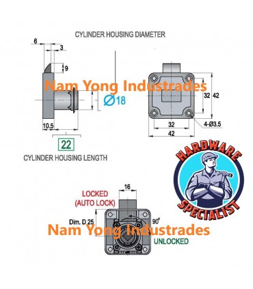 Cyberlock A629-22 Slam Lock IC Housing