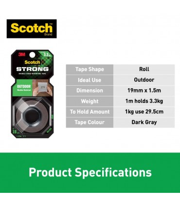 3M Scotch Strong Outdoor Double Sided Mounting Tape