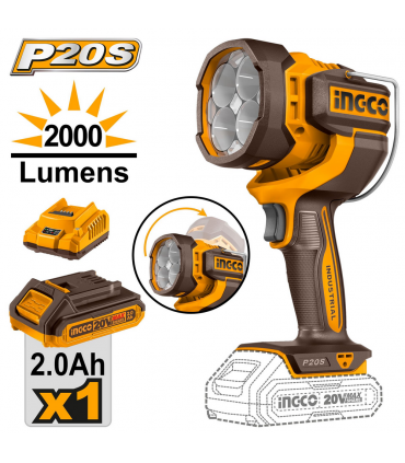 Ingco CWLI20881 20V 22.5W 2000 Lumens Lithium-Ion Cordless Work Torch