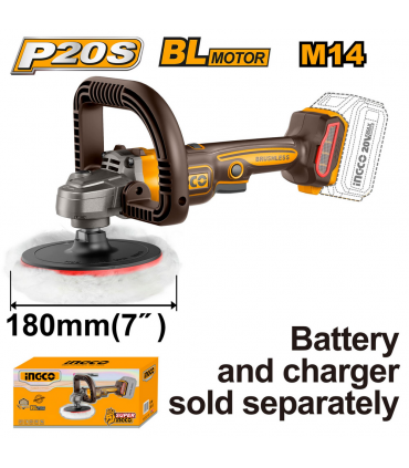 Ingco APLI2018 20V Lithium-Ion 180mm Cordless Angle Polisher - Bare Unit