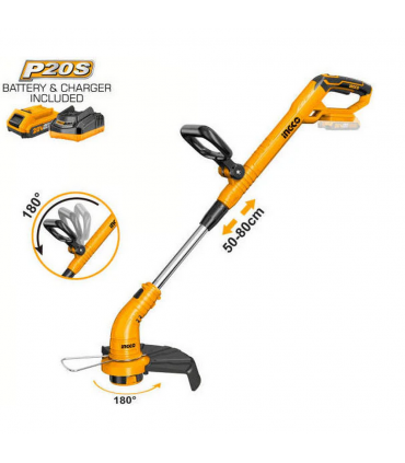 Ingco CGTLI20301 20V Lithium-Ion 2.0 Ah 300mm Cordless Grass Trimmer