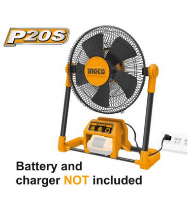 Ingco CFALI2001 20V Lithium-Ion 3 Speed Portable Cordless Fan