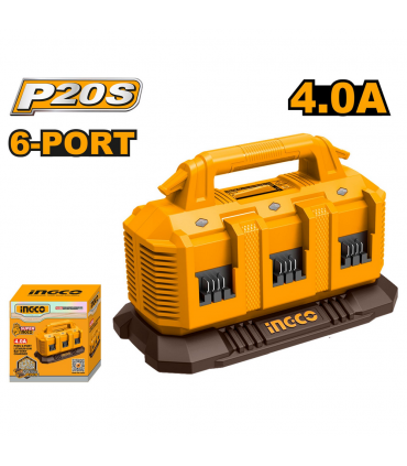Ingco FCLI2064 20V P20S 6 Ports Lithium-Ion Battery Charger