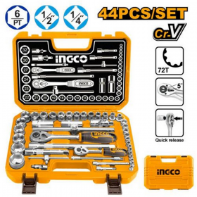 Ingco HKTS42441 1/4" and 1/2" Drive Socket Wrench Set - 44 Pieces