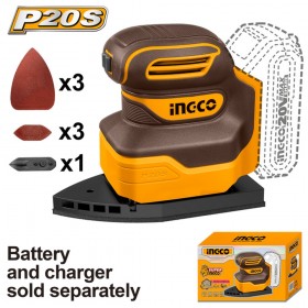 Ingco CPSLI2014 20V Cordless Sandpaper with Finger Pad Palm Sander - Bare Unit