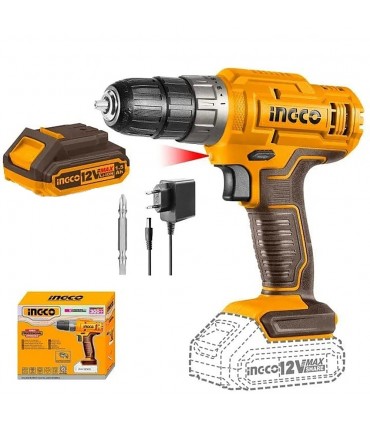Ingco CIDLI1228 12V Lithium-Ion 10mm Cordless Impact Drill Set