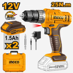 Ingco CDLI1228 2 x 12V Lithium-Ion 1.5 Ah 25Nm Cordless Drill Driver Set