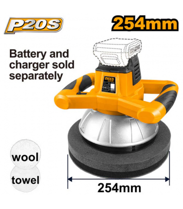 Ingco COPLI2001 20V Lithium-Ion P20S 10" Cordless Polisher - Bare Unit