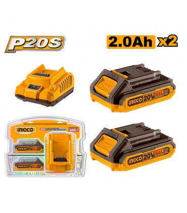 Ingco FBCPK1222 20V Lithium-Ion P20S Battery and Charger Kit