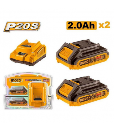 Ingco FBCPK1222 20V Lithium-Ion P20S Battery and Charger Kit