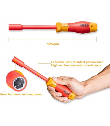 Ingco HKISD0701 7-Piece 1000V Insulated Nut Screwdriver Set