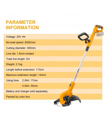 INGCO CGTLI20328 20V Lithium-Ion Cordless Grass Trimmer - Bare Unit