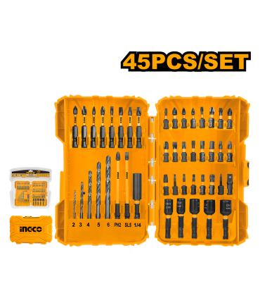 Ingco AKDL24502 45 Pieces Impact Screwdriver Bit Set