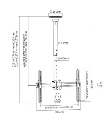 Titan SGB 660 Ceiling TV Mount With Top Cover